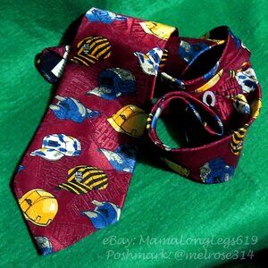 Vtg 1990s Home Improvement TV Show Necktie Tim Tool Man Tie Handyman Hard Hats